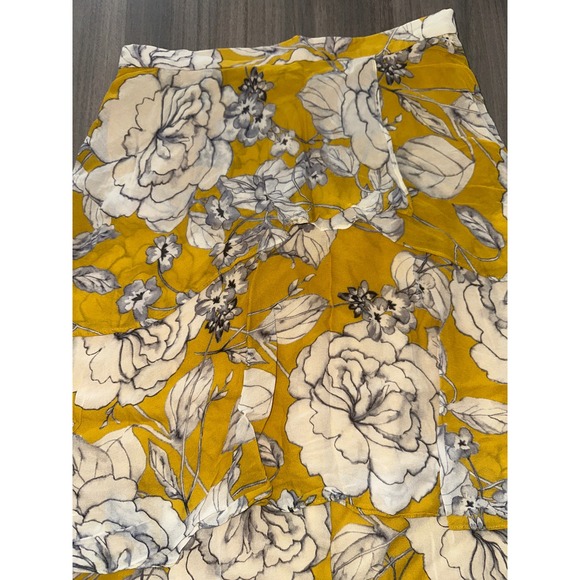 Z1 Anthropologie Mosier Yellow Floral Tiered Maxi Skirt Chiffon Boho Size 4 - Picture 4 of 12